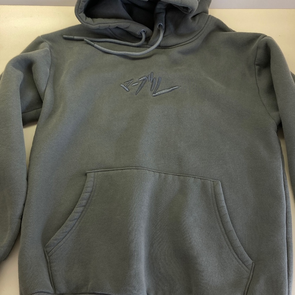 MARBLE SODA MS Embroidered Storm gray Hoodie Sweatshirt Asian Men's Size S
